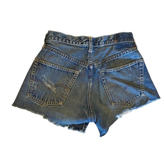 Vtg Levis 501 Jean Shorts Womens 26 70s Big E Selvedge Cut Off Distress Thrashed - Picture 7 of 11